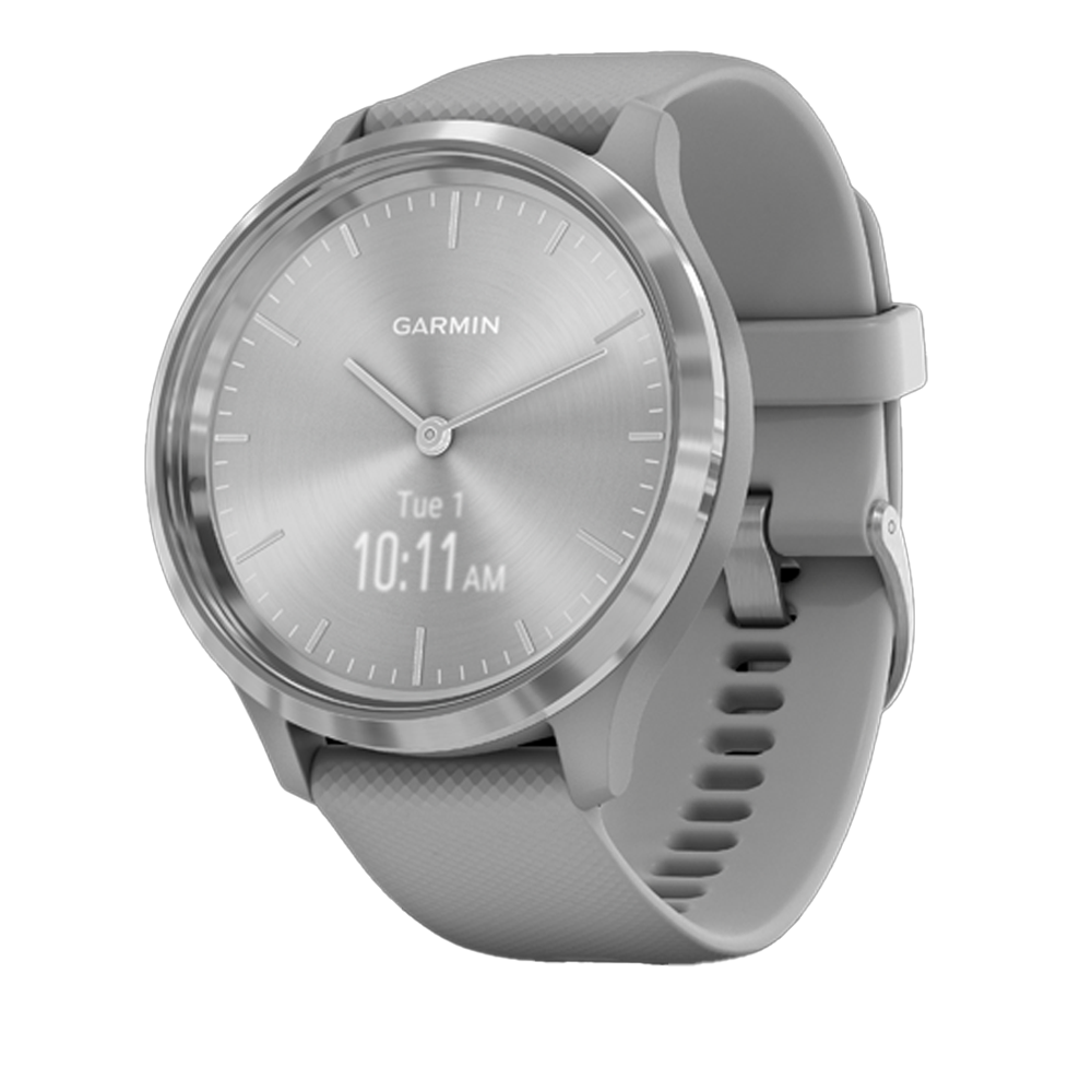 Garmin Vivomove® 3 With Silicone Band Worldwide Silver Stainless Steel Bezel With Powder Gray 5719